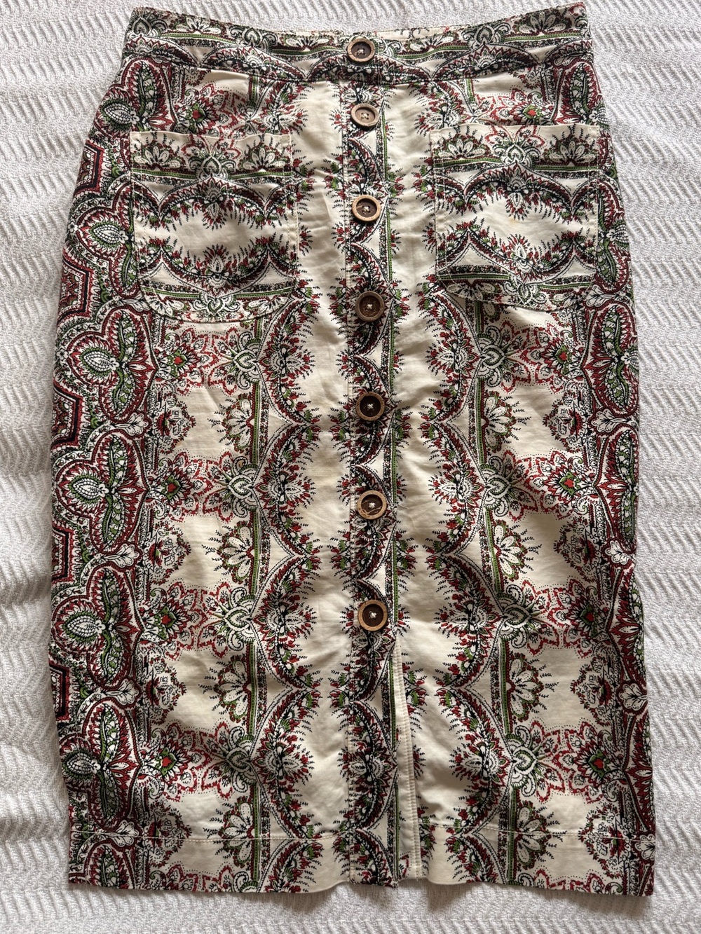 Anthropologie Maeve Kaleidoscope Button Front Pencil Skirt Size 8